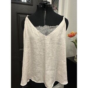 Free People Ivory/Gray Deep V Bandeau Lace Cami Size M